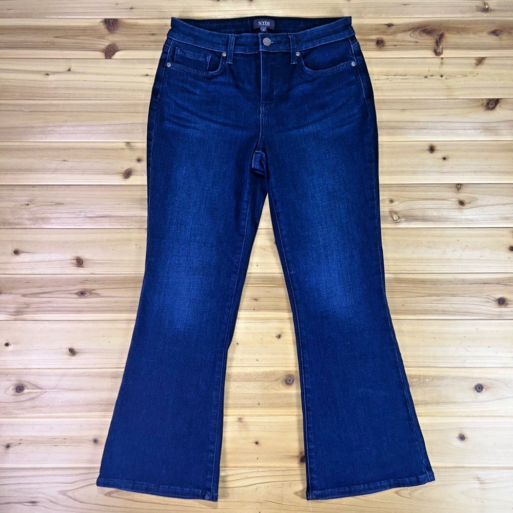 NYDJ Jeans Womens 4 Flared Mid Rise Lift Tuck Technology Denim Blue Jeans